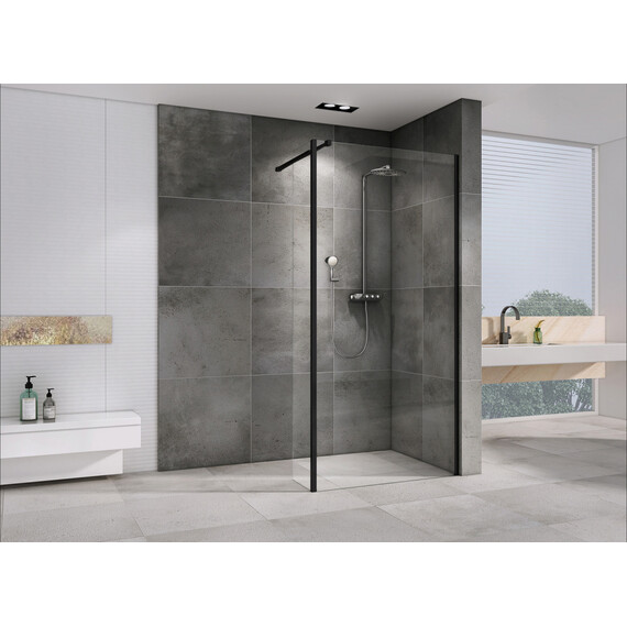 Душевая перегородка Abber Immer Offen 100 см AG66100B, черный/прозрачное - фото 2