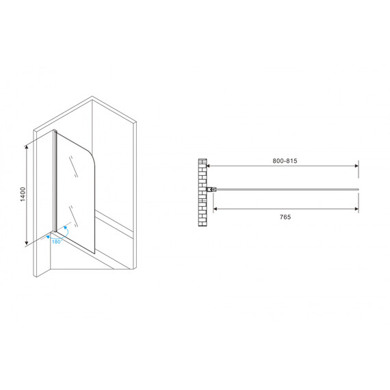 Шторка для ванны Abber Ewiges Wasser 80 см AG52080B, черный/прозрачное - фото 3