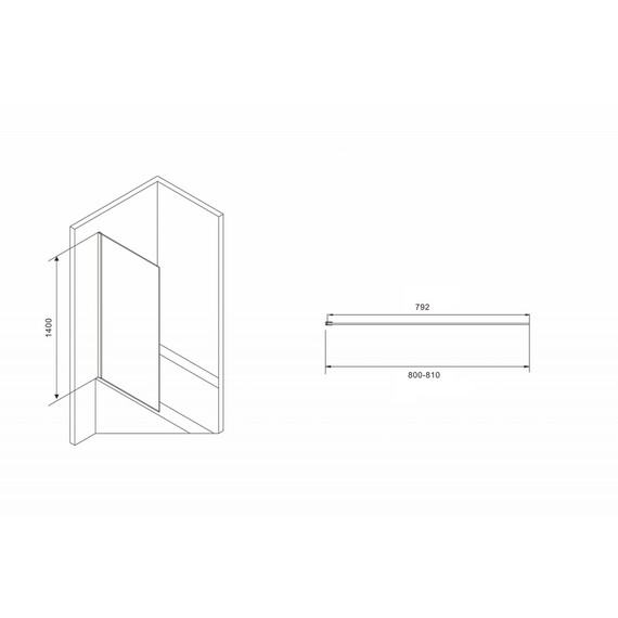 Шторка для ванны Abber Immer Offen 80 см AG71080B, черный/прозрачное - фото 3