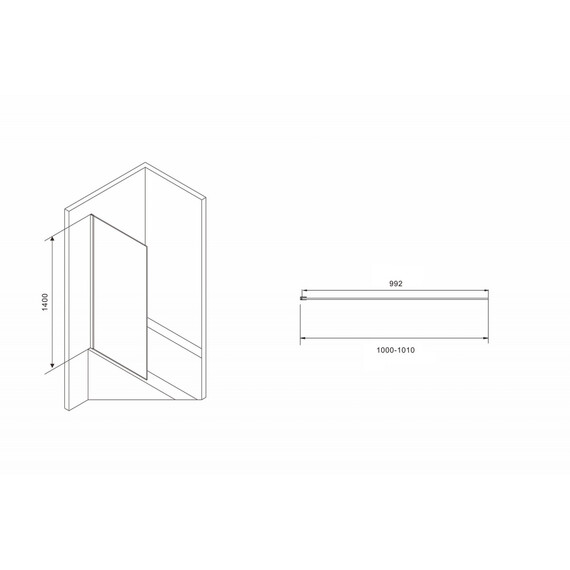 Шторка для ванны Abber Immer Offen 100 см AG71100B, черный/прозрачное - фото 3