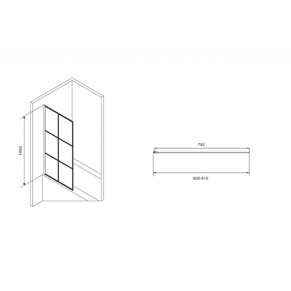 Шторка для ванны Abber Immer Offen 80 см AG72080B, черный/прозрачное - фото 3