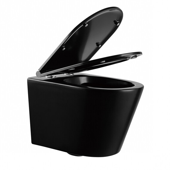 Унитаз подвесной безободковый Abber Bequem AC1102MB с крышкой микролифт, черный матовый, Цвет производителя: чёрный матовый - фото 19