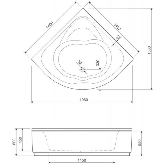 Ванна акриловая Cezares Cetina 140x140 см CETINA-140-140-41, Размер - мм: 1400х1400 - фото 6