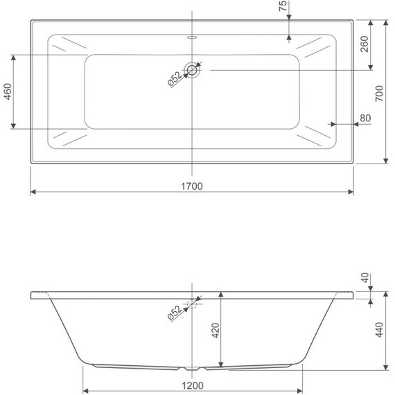 Ванна акриловая Cezares Plane 170x70 см PLANE-170-70-45, Размер - мм: 1700х700 - фото 7