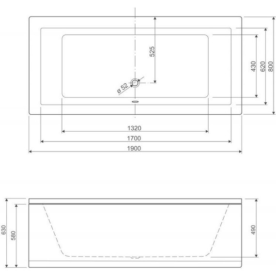 Ванна акриловая Cezares Plane 190x80 см PLANE-190-80-49, Размер - мм: 1900х800 - фото, картинка 8 Ванна акриловая Cezares Plane 190x80 см PLANE-190-80-49, Размер - мм: 1900х800 - фото 8