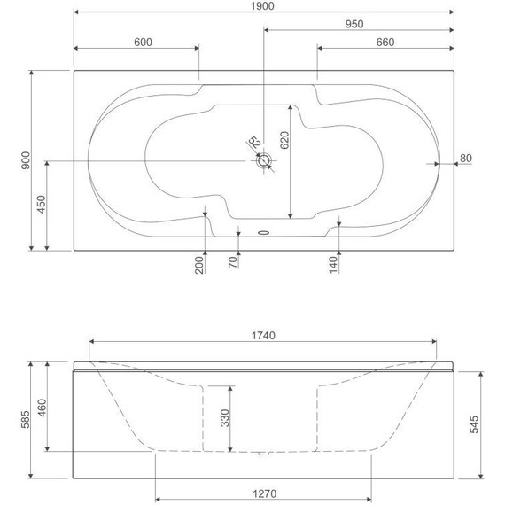 Ванна акриловая Cezares Серия 42 190x90 см 42-for_two-190-90-46 - фото 6