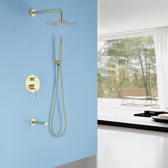 Душевая система для ванны Abber Emotion AF8817G, золото матовое - фото 2