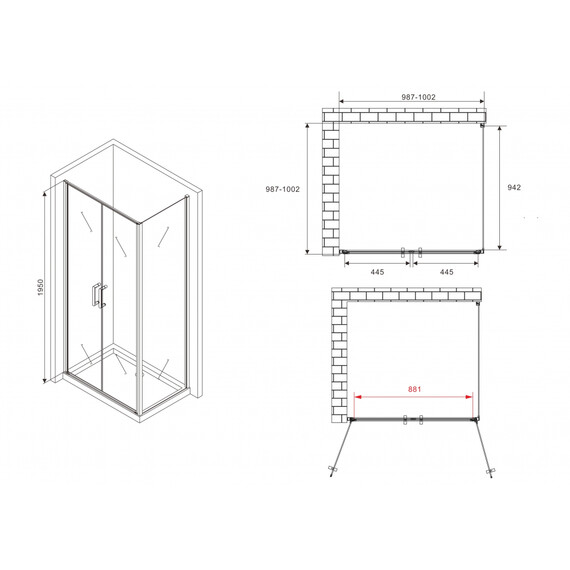 Душевое ограждение Abber Sonnenstrand 100х100 см AG04100C-S100, хром/прозрачное - фото 8
