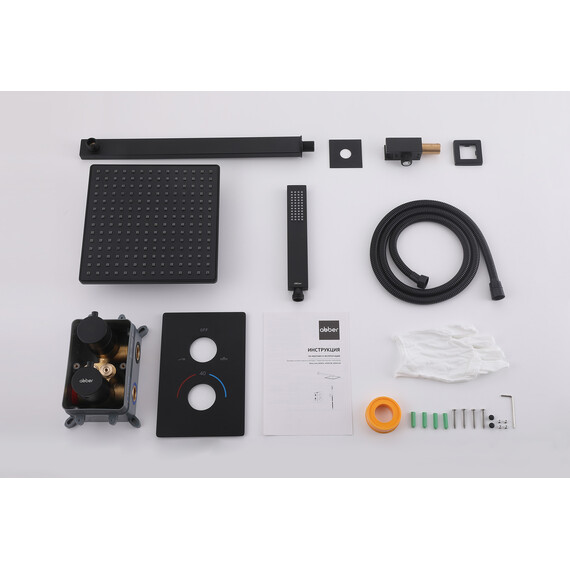 Душевая система для душа с термостатом Abber Weiss Insel AF8051B, черный матовый - фото 3