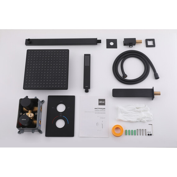 Душевая система для ванны с термостатом Abber Weiss Insel AF8050B, черный матовый - фото 3