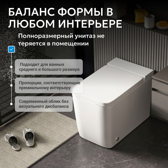 Унитаз приставной безободковый импульсный Abber Rechteck AC1212P с крышкой микролифт (выпуск вертикальный) - фото 7