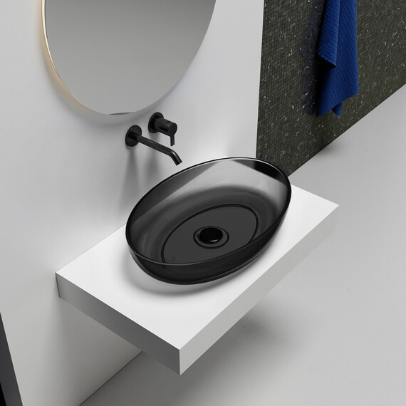 Раковина-чаша прозрачная Abber Kristall 60 см AT2801Onyx, черный - фото 2