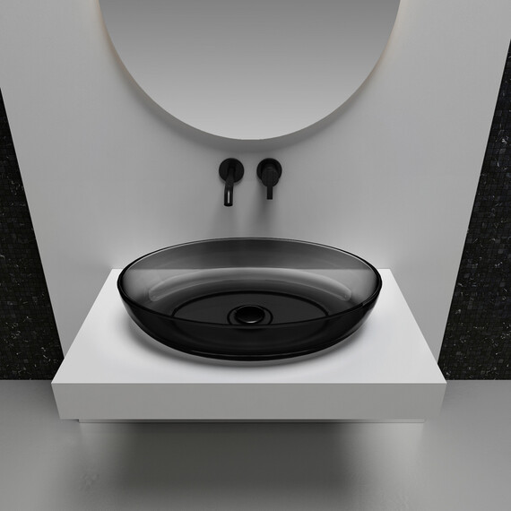 Раковина-чаша прозрачная Abber Kristall 60 см AT2801Onyx, черный - фото 3