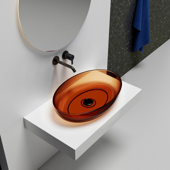 Раковина-чаша прозрачная Abber Kristall 60 см AT2801Opal, красный - фото 2