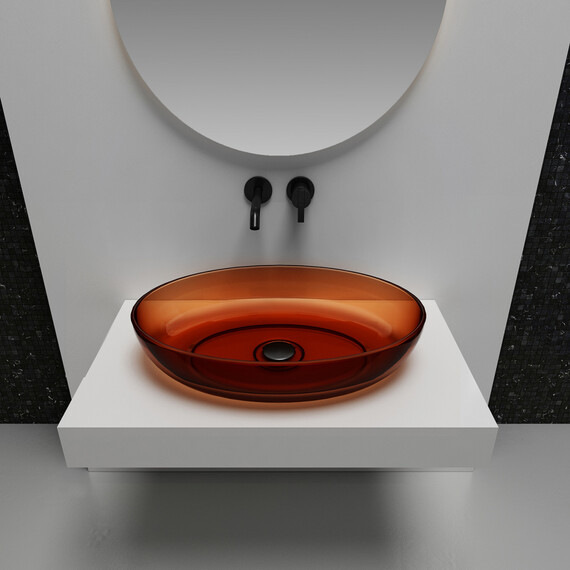 Раковина-чаша прозрачная Abber Kristall 60 см AT2801Opal, красный - фото 3