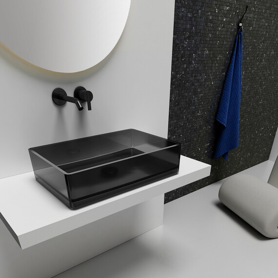 Раковина-чаша прозрачная Abber Kristall 60 см AT2803Onyx, черный - фото 2