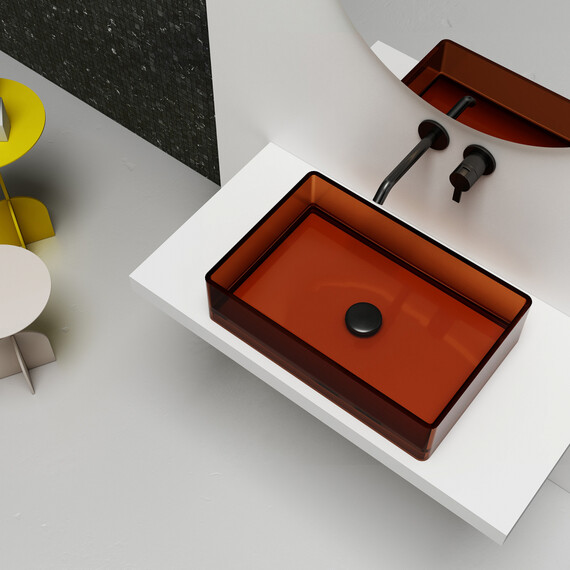 Раковина-чаша прозрачная Abber Kristall 60 см AT2803Opal, красный - фото 3