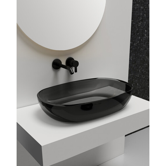 Раковина-чаша прозрачная Abber Kristall 60 см AT2805Onyx, черный - фото 2