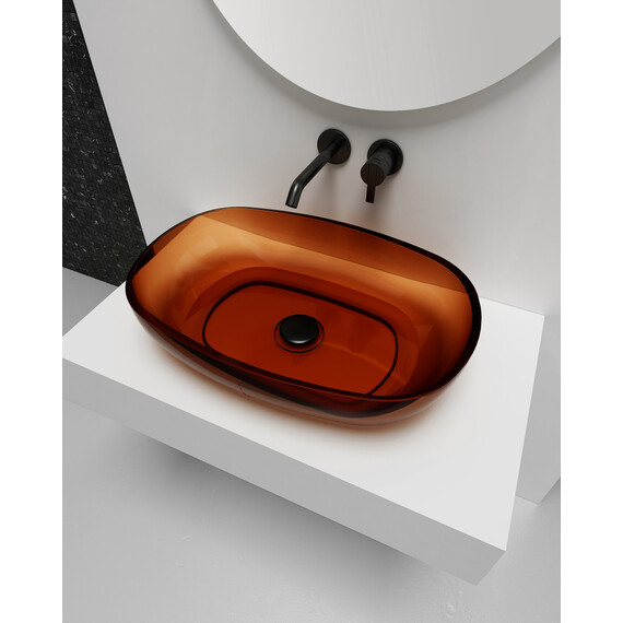 Раковина-чаша прозрачная Abber Kristall 60 см AT2805Opal, красный - фото 3