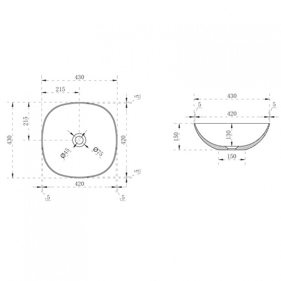 Раковина-чаша прозрачная Abber Kristall 43 см AT2806Opal, красный - фото 4