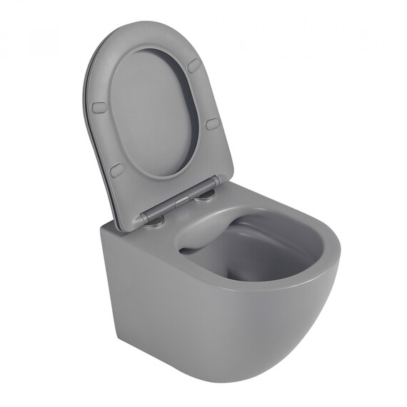 Унитаз подвесной безободковый Abber Bequem AC1101MG с крышкой микролифт, серый матовый, Цвет производителя: серый - фото 11
