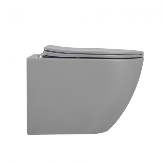 Унитаз подвесной безободковый Abber Bequem AC1101MG с крышкой микролифт, серый матовый, Цвет производителя: серый - фото 12