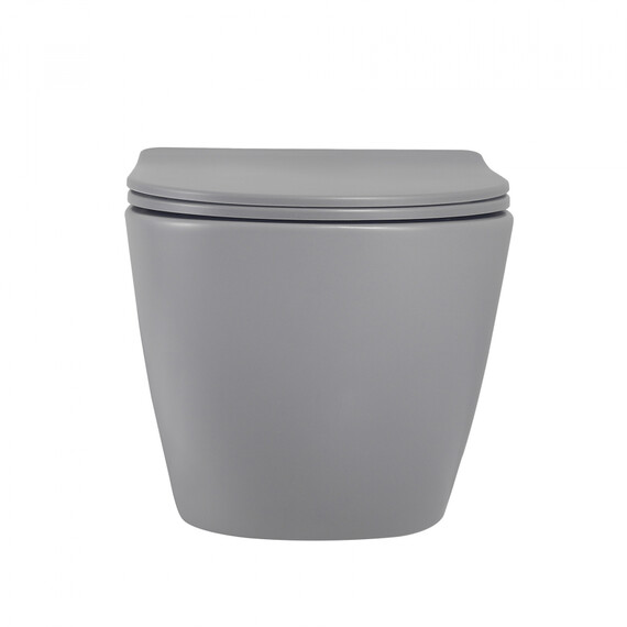 Унитаз подвесной безободковый Abber Bequem AC1101MG с крышкой микролифт, серый матовый, Цвет производителя: серый - фото 13