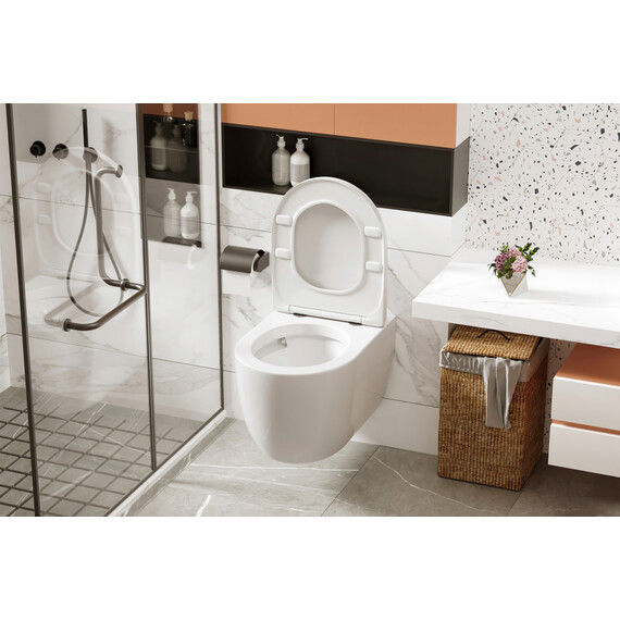 Унитаз подвесной безободковый импульсный Abber Bequem AC1105P с крышкой микролифт - фото 13