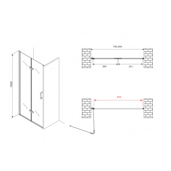 Душевая дверь Abber Zart 80 см AG08080P, хром/прозрачное - фото 5