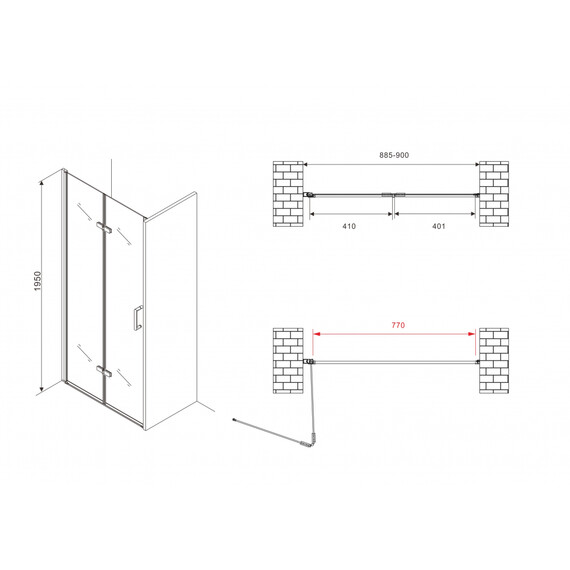 Душевая дверь Abber Zart 90 см AG08090P, хром/прозрачное - фото 5