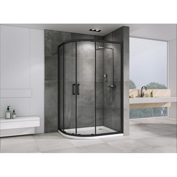 Душевое ограждение Abber Schwarzer Diamant 120x80 см AG01128B, чёрный/прозрачное - фото 2