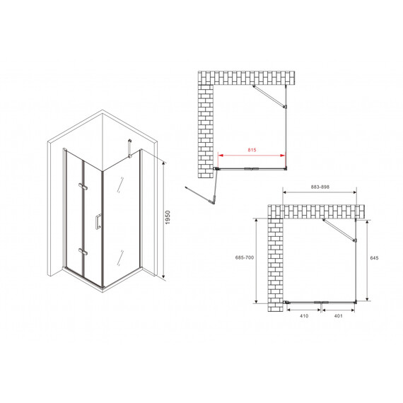 Душевое ограждение Abber Zart 90x70 см AG08090P-S71, хром/прозрачное - фото 6