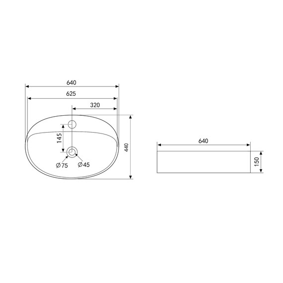 Раковина-чаша Abber Bequem 64 см AC2112 - фото 4