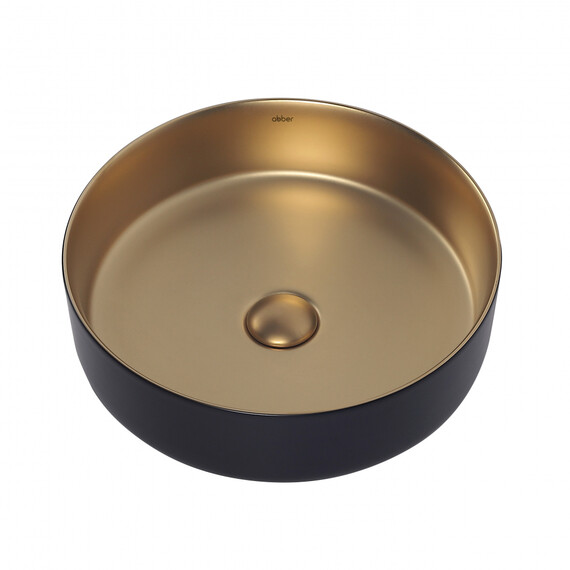 Раковина-чаша Abber Bequem 40 см AC2109BG, золото матовое/черный - фото 3