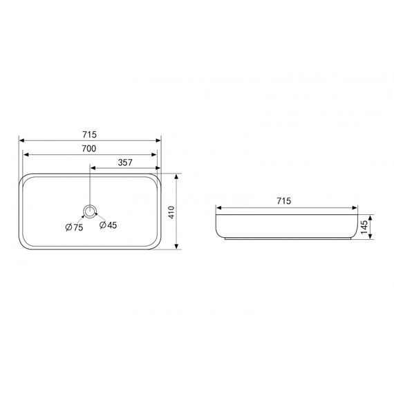 Раковина-чаша Abber Rechteck 71 см AC2210 - фото 3