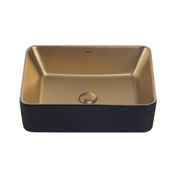 Раковина-чаша Abber Rechteck 48 см AC2212BG, золото матовое/черный - фото 2