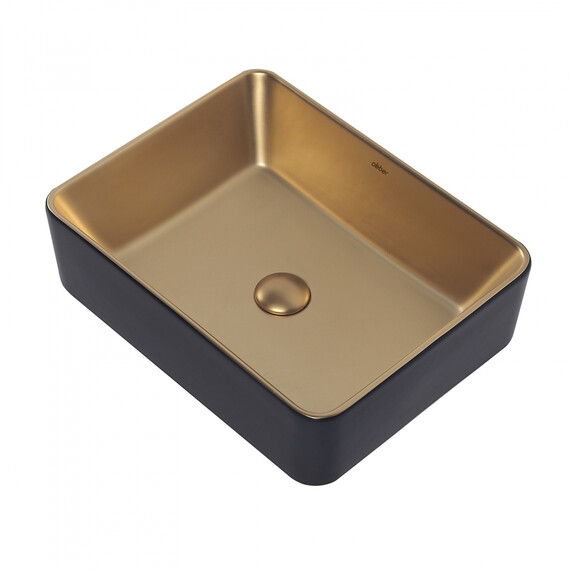 Раковина-чаша Abber Rechteck 48 см AC2212BG, золото матовое/черный - фото 4