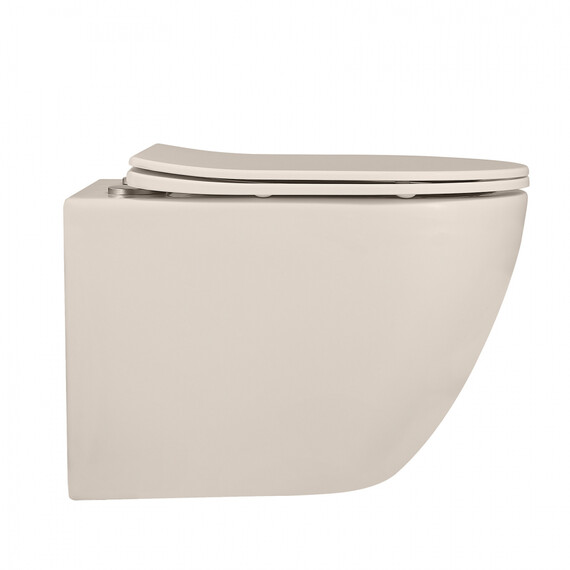 Унитаз подвесной безободковый Abber Bequem AC1101MBE с крышкой микролифт, бежевый матовый, Цвет производителя: бежевый - фото 14
