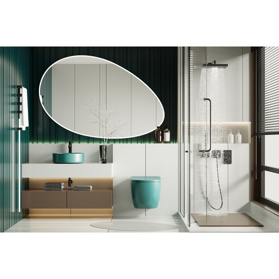 Унитаз подвесной безободковый Abber Bequem AC1101MBG с крышкой микролифт, зеленый матовый, Цвет производителя: зелёный - фото 11