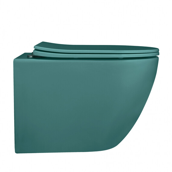 Унитаз подвесной безободковый Abber Bequem AC1101MBG с крышкой микролифт, зеленый матовый, Цвет производителя: зелёный - фото 14