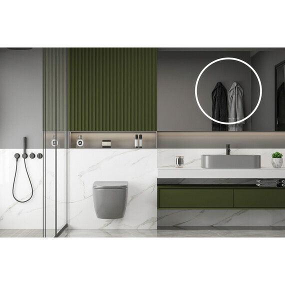 Унитаз подвесной безободковый Abber Bequem AC1103MG с крышкой микролифт, серый матовый, Цвет производителя: серый - фото 12