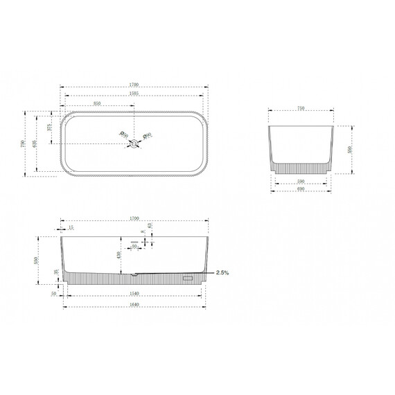 Ванна отдельностоящая Abber Stein 170x75 см AS9663Violett, фиолетовый - фото 10
