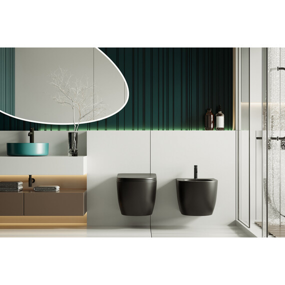 Биде подвесное Abber Bequem AC1150MB, черный матовый - фото 2