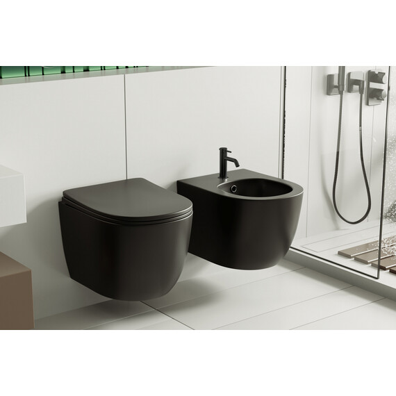 Биде подвесное Abber Bequem AC1150MB, черный матовый - фото 3