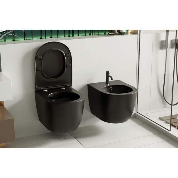 Биде подвесное Abber Bequem AC1150MB, черный матовый - фото 4