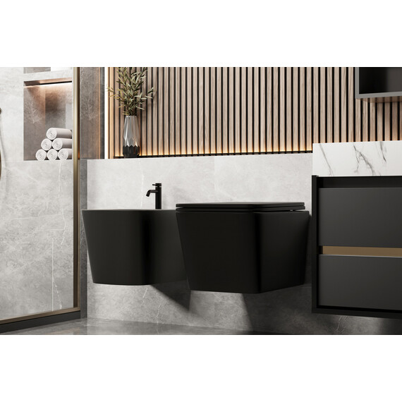 Биде подвесное Abber Rechteck AC1250MB, черный матовый - фото 3