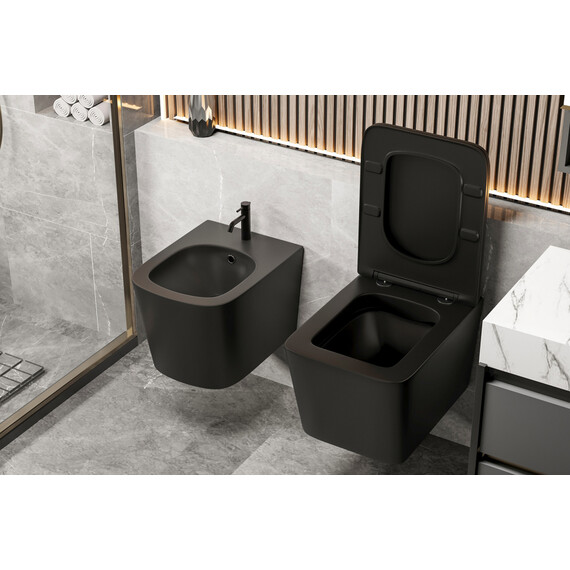 Биде подвесное Abber Rechteck AC1250MB, черный матовый - фото 4