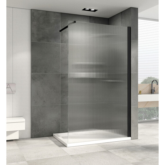 Душевая перегородка Abber Immer Offen 100 см AG61101R8 (стекло 8 мм), черный/рифленое - фото 2