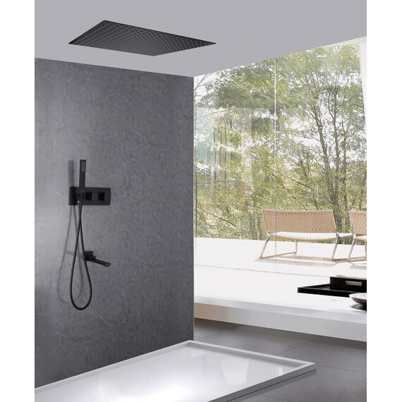 Душевая система для ванны с термостатом Abber Daheim AF8254B, черный матовый - фото 2