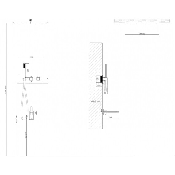 Душевая система для ванны с термостатом Abber Daheim AF8254B, черный матовый - фото 3